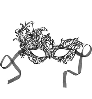 Schwarze Spitzenmaske Pfau