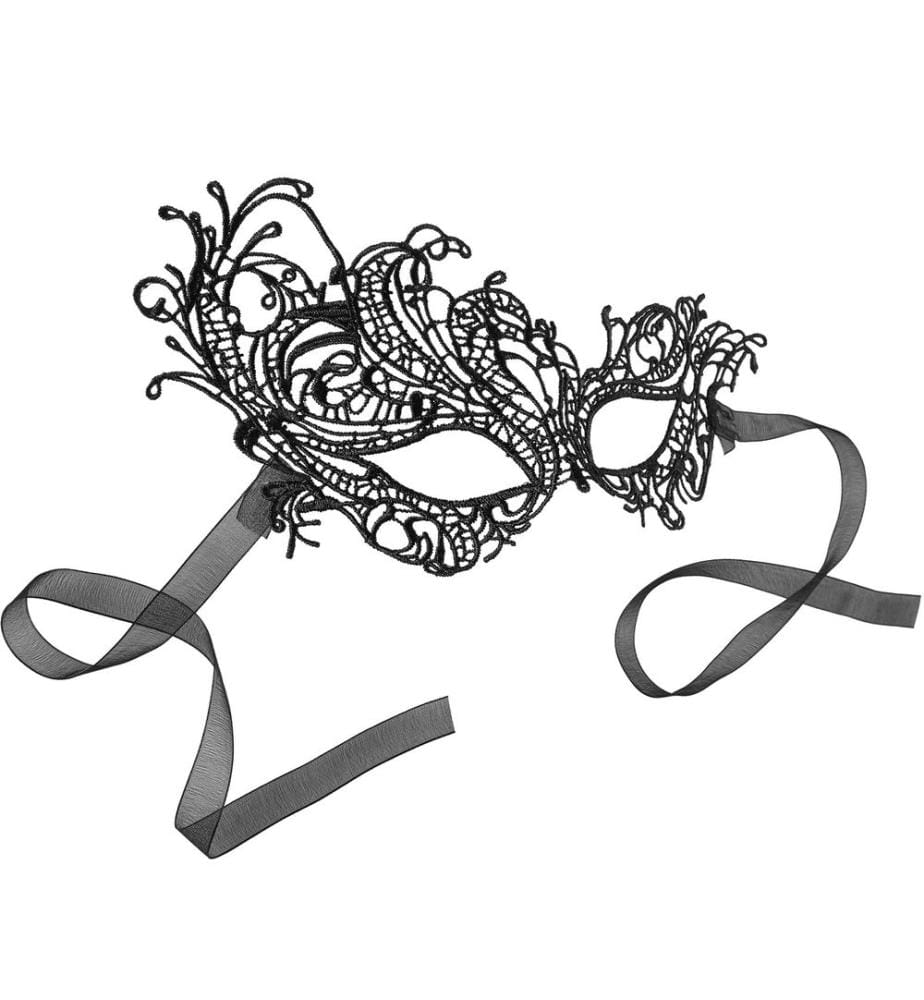 Masque en dentelle noire Paon