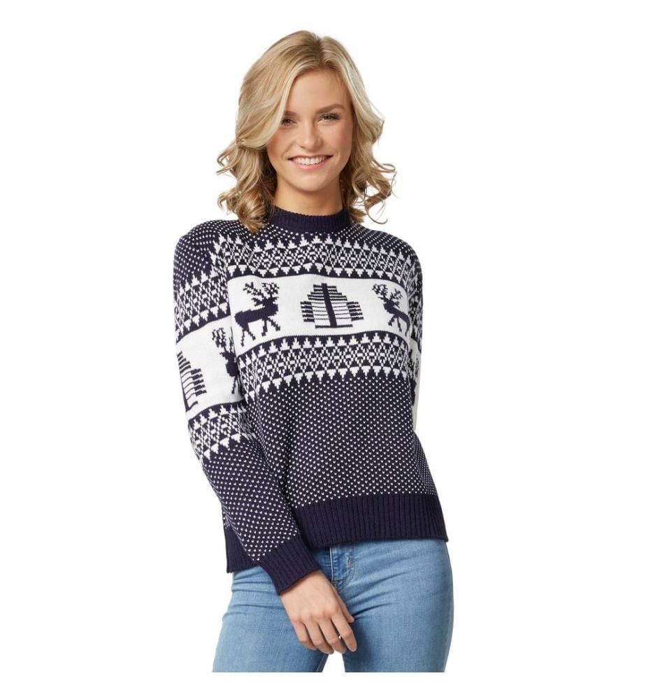 Weihnachtspullover Winterwunderland blau-weiss für Frauen