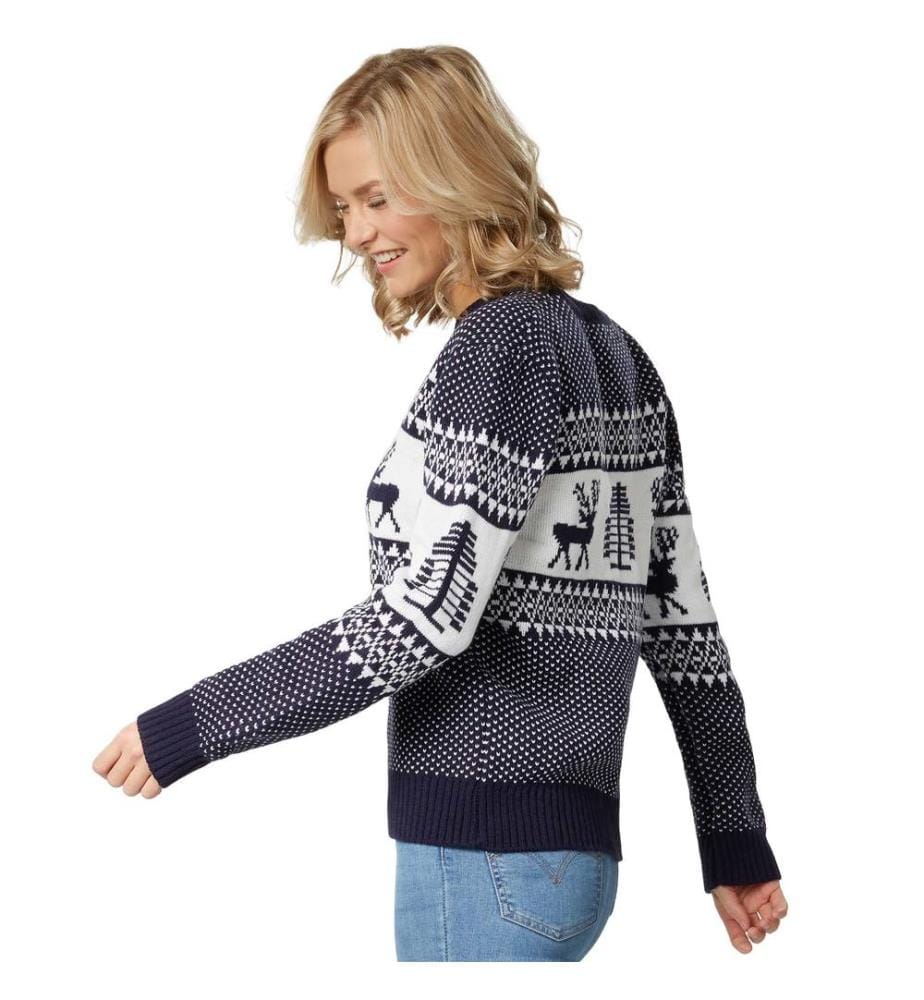 Weihnachtspullover Winterwunderland blau-weiss für Frauen