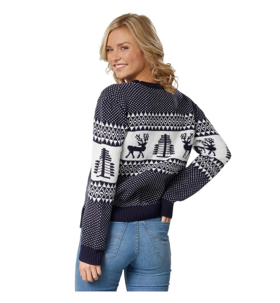 Weihnachtspullover Winterwunderland blau-weiss für Frauen