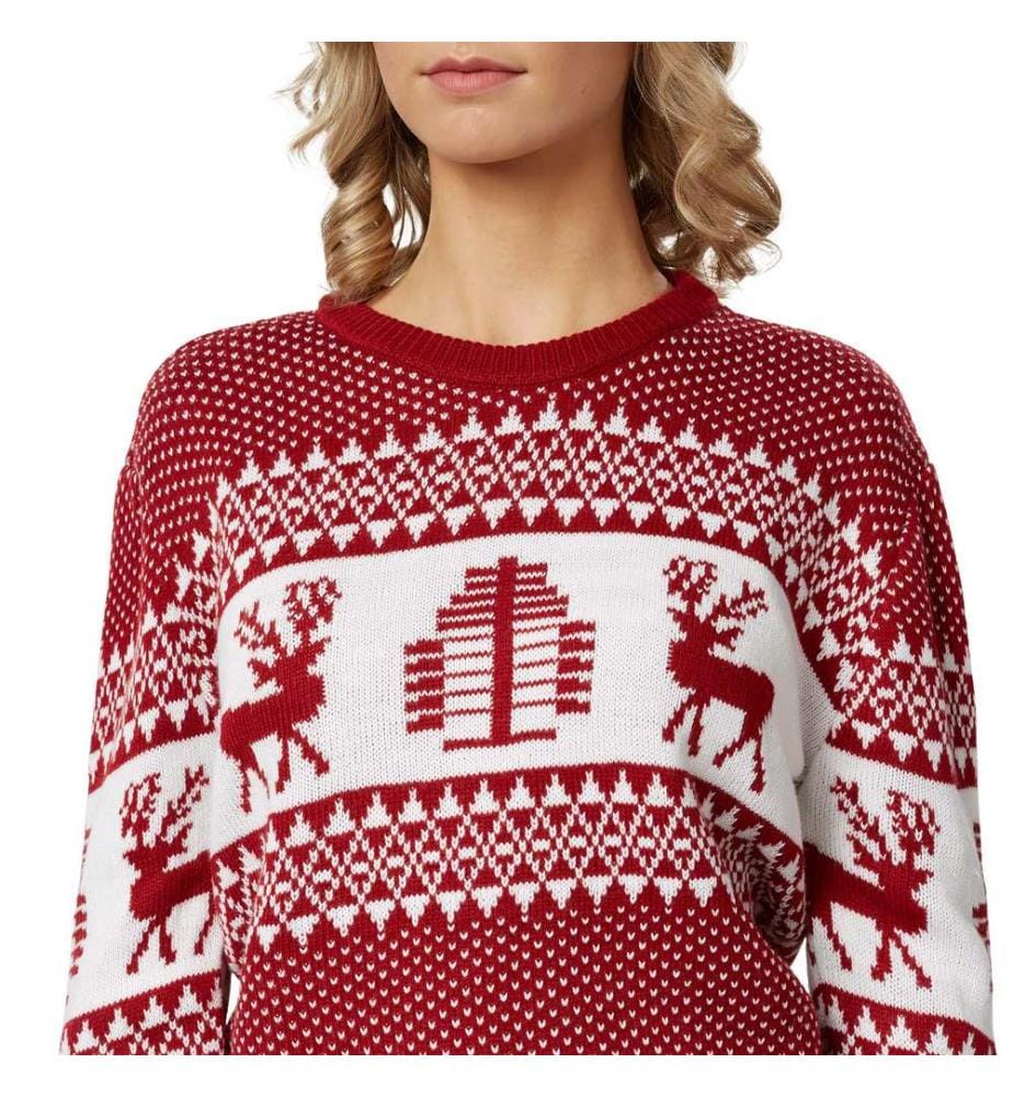 Weihnachtspullover Winterwunderland rot-weiss für Frauen