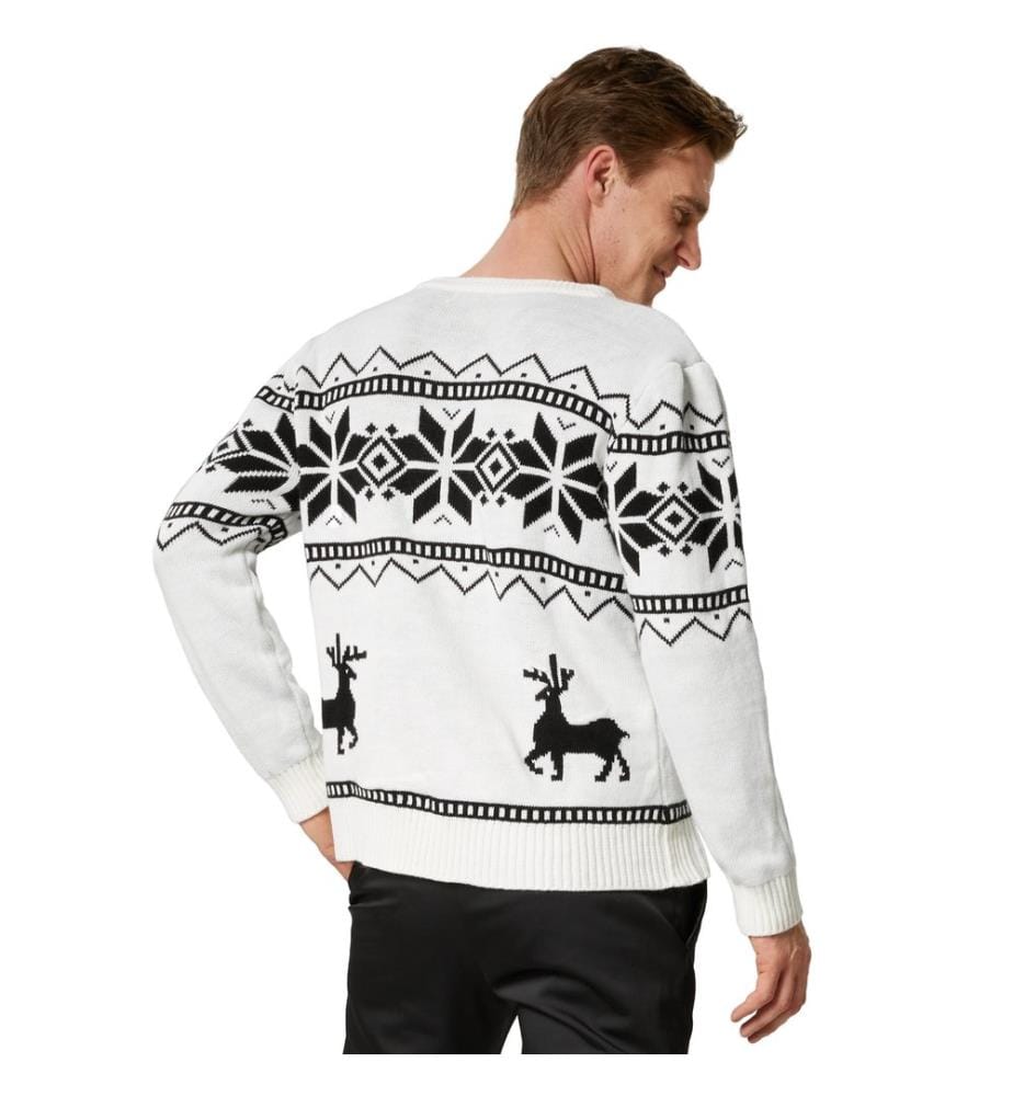 Weihnachtspullover Winterland weiss-schwarz
