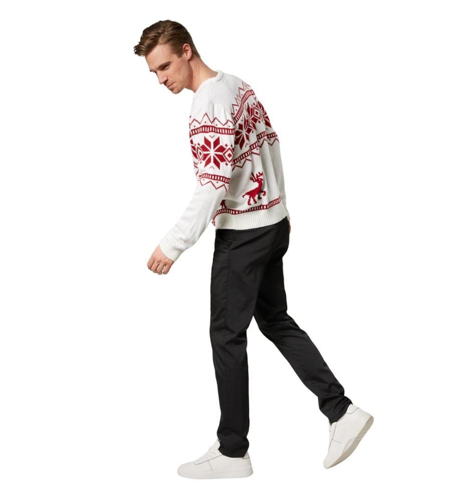 Weihnachtspullover Winterland weiss-rot