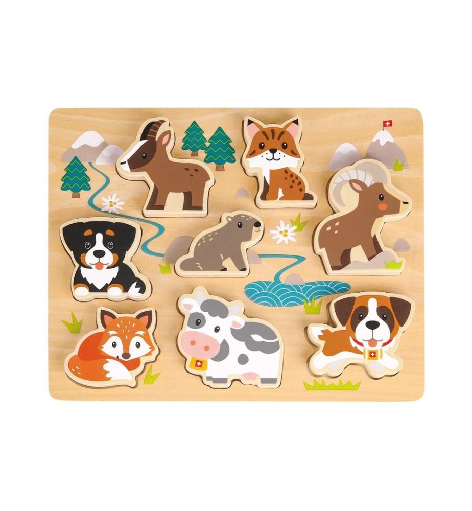 Spielba Holzspielwaren Holzpuzzle Puzzle 3D Schweizer Tiere