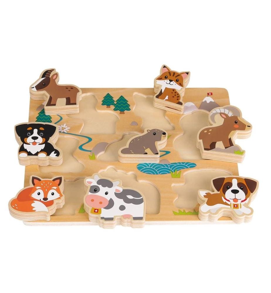 Spielba Holzspielwaren Holzpuzzle Puzzle 3D Schweizer Tiere