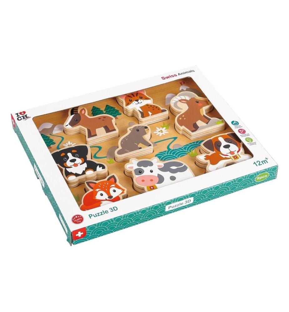 Spielba Holzspielwaren Holzpuzzle Puzzle 3D Schweizer Tiere