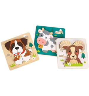 Spielba Holzspielwaren Holzpuzzle Puzzle Schweizer Tiere 3er Set
