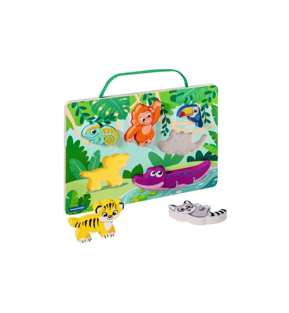 play+ Puzzle tattile magnetico in legno: Giungla