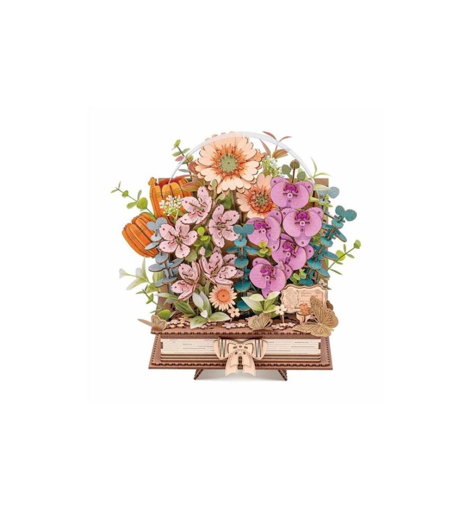 Rolife Bausatz Wooden Blooming Book 3D-Holzpuzzle Diorama 522 Teile