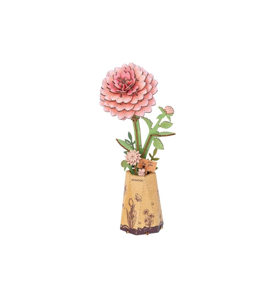 Rolife Bausatz Pink Dahlia 3D-Holzpuzzle Blume Rosa