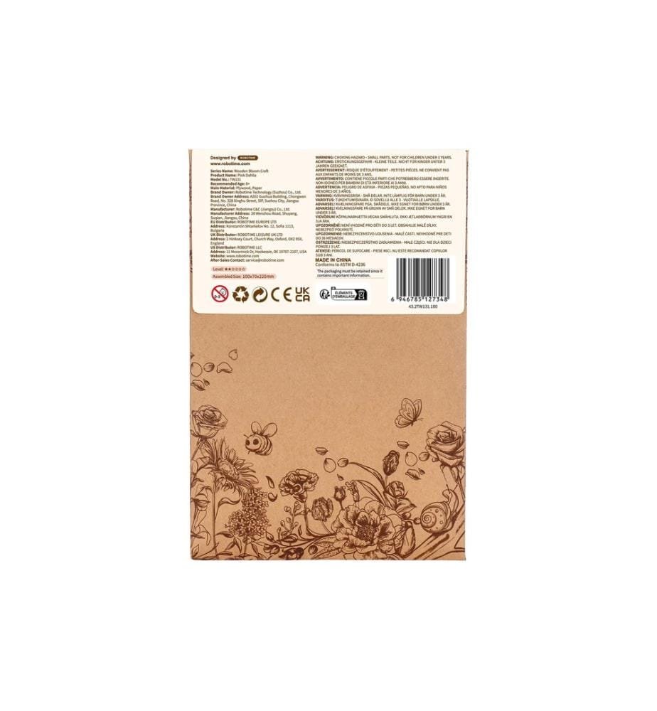 Rolife Bausatz Pink Dahlia 3D-Holzpuzzle Blume Rosa