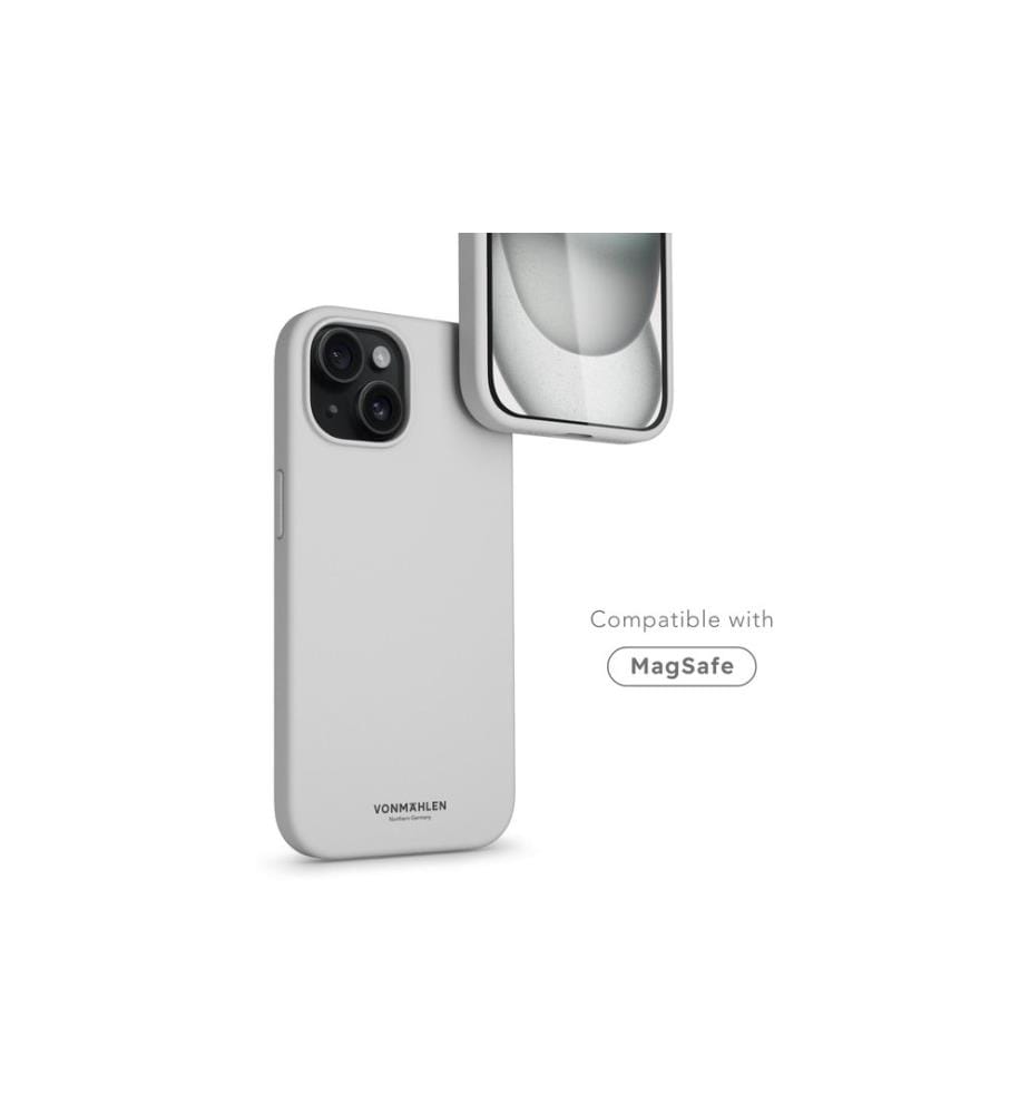 Vonmählen - Coque arrière Eco Silicone iPhone 15 Light Gray