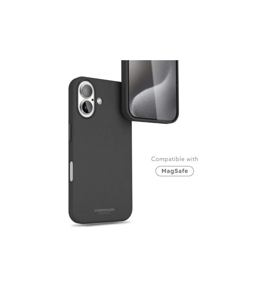 Vonmählen - Coque arrière Like Leather iPhone 16 Plus Noir