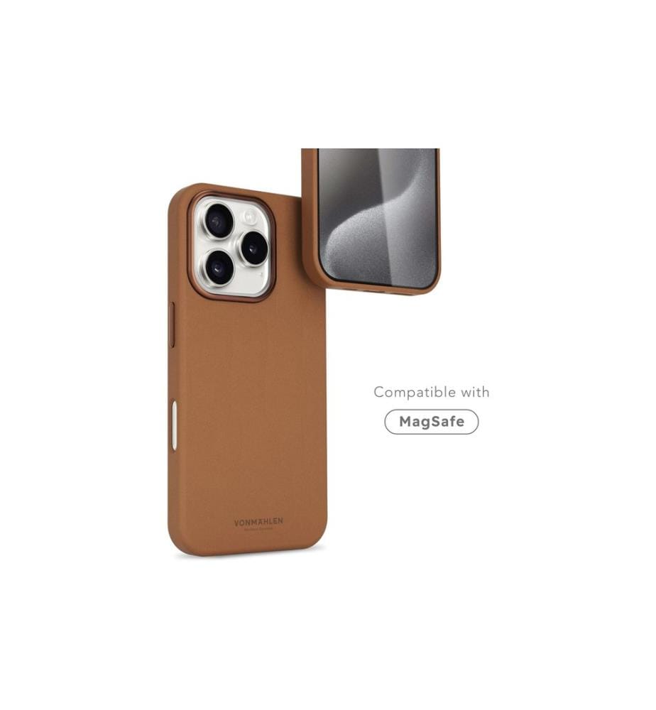 Vonmählen - Coque arrière Like Leather iPhone 16 Pro Brun