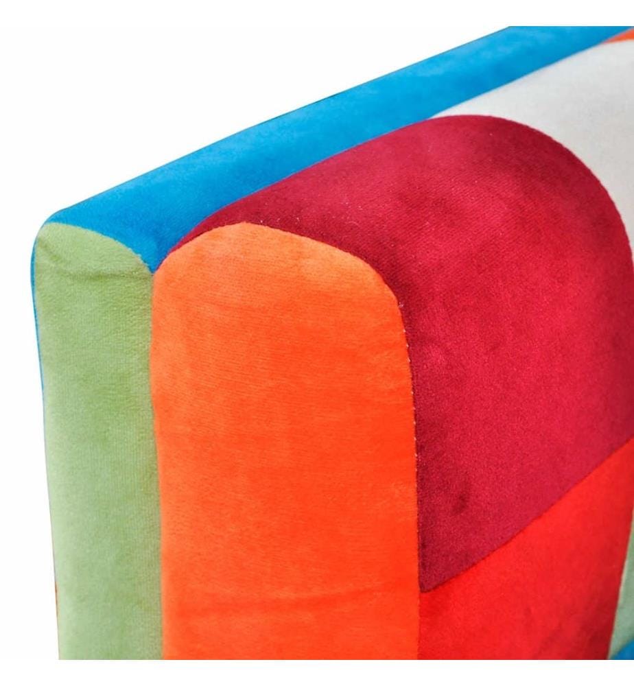 Würfel-Sessel mit Verchromten Beinen Patchwork-Design Stoff