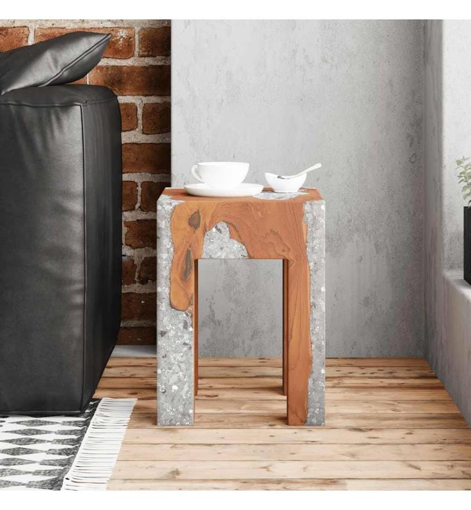 Hocker Massivholz Teak und Harz