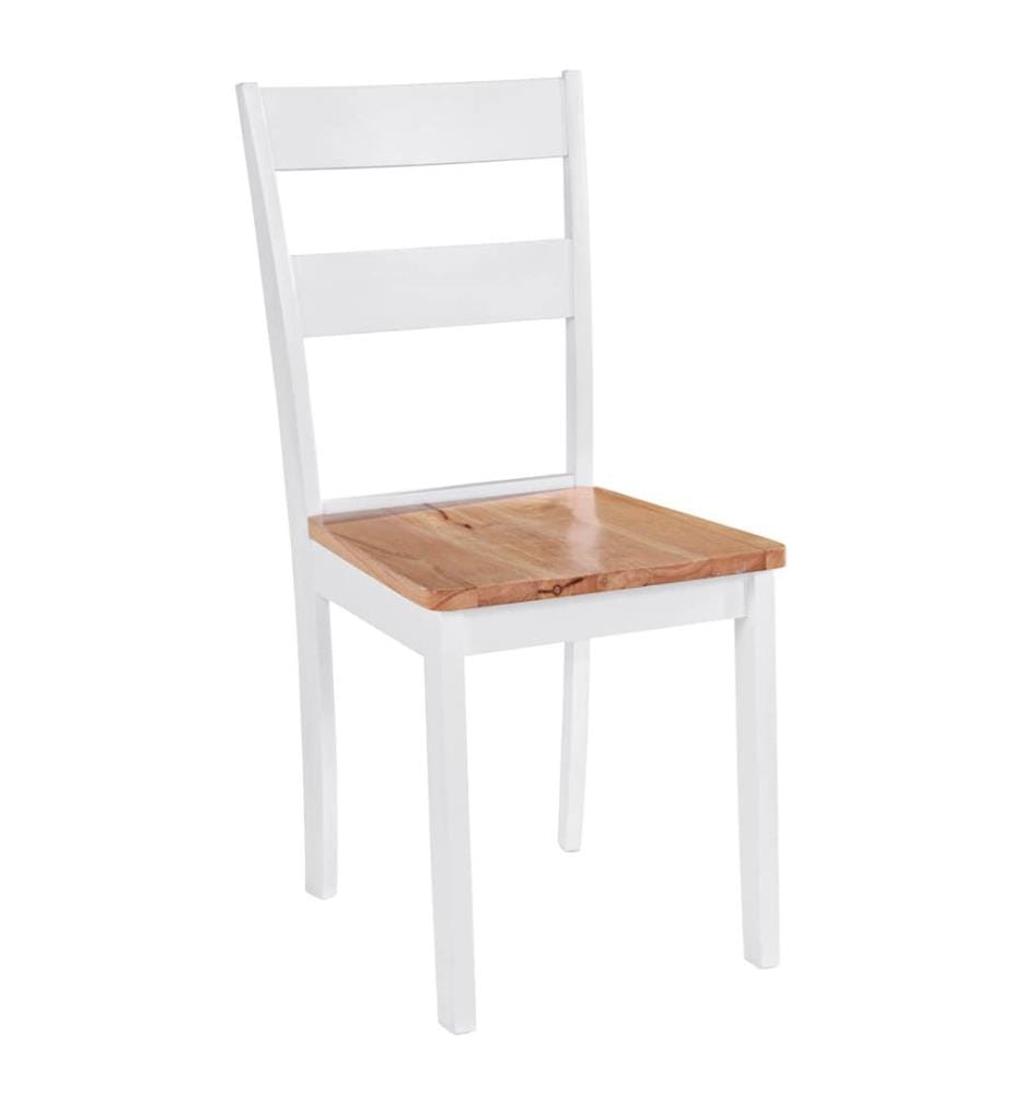 Esszimmerstühle 4 Stk. Weiss Massivholz Gummibaum