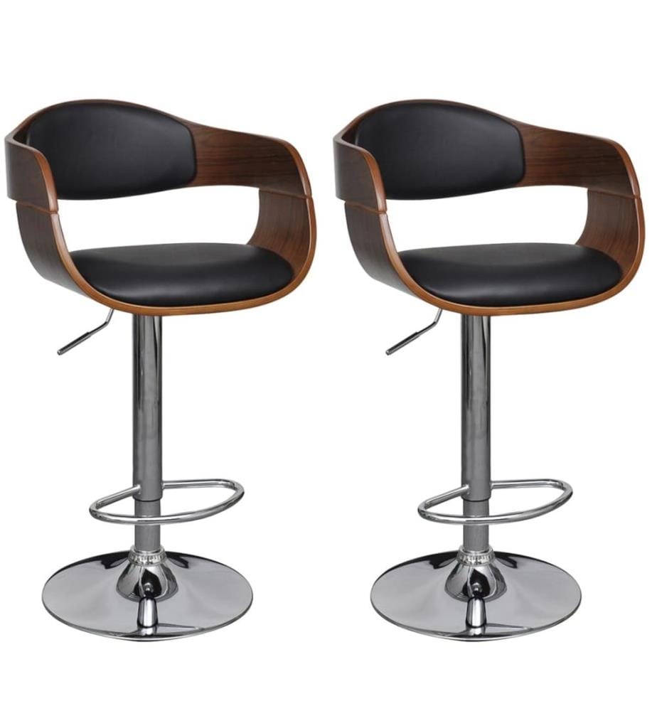 Barhocker 2 Stk. Bugholz und Kunstleder