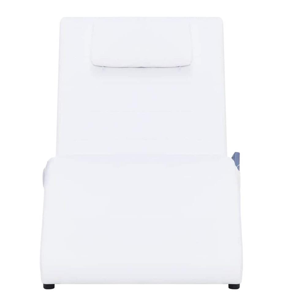 Chaise longue de massage avec oreiller Blanc Similicuir