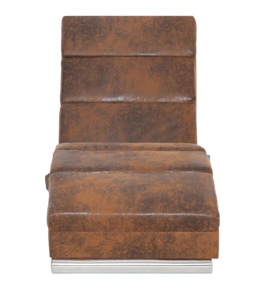 Chaise longue de massage Marron Similicuir daim