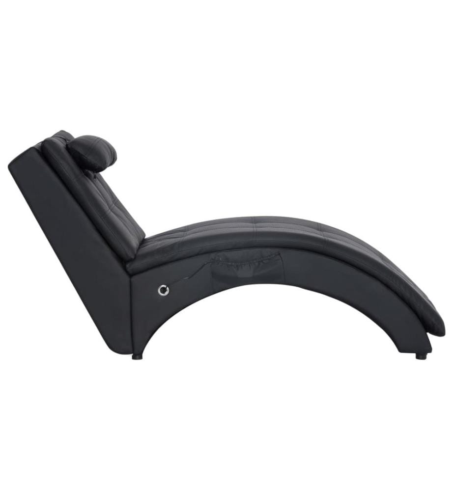 Massage Chaiselongue mit Kissen Schwarz Kunstleder