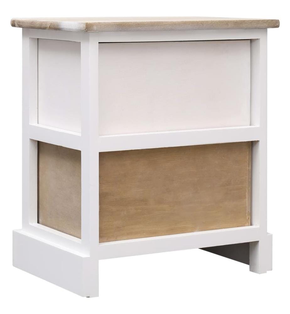 Nachttische 2 Stk. Weiss und Natur 38×28×45 cm Paulownia-Holz