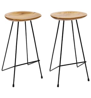 Tabourets de bar lot de 2 bois de teck massif