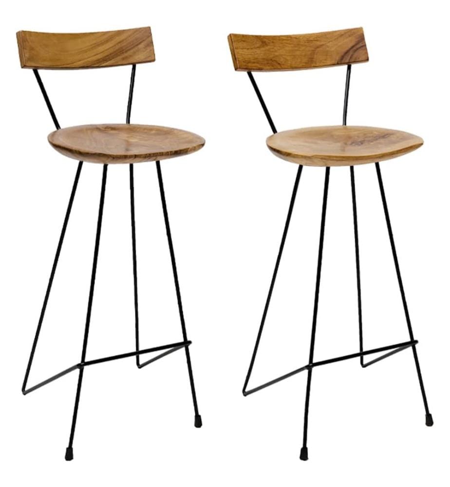 Tabourets de bar lot de 2 bois de teck massif