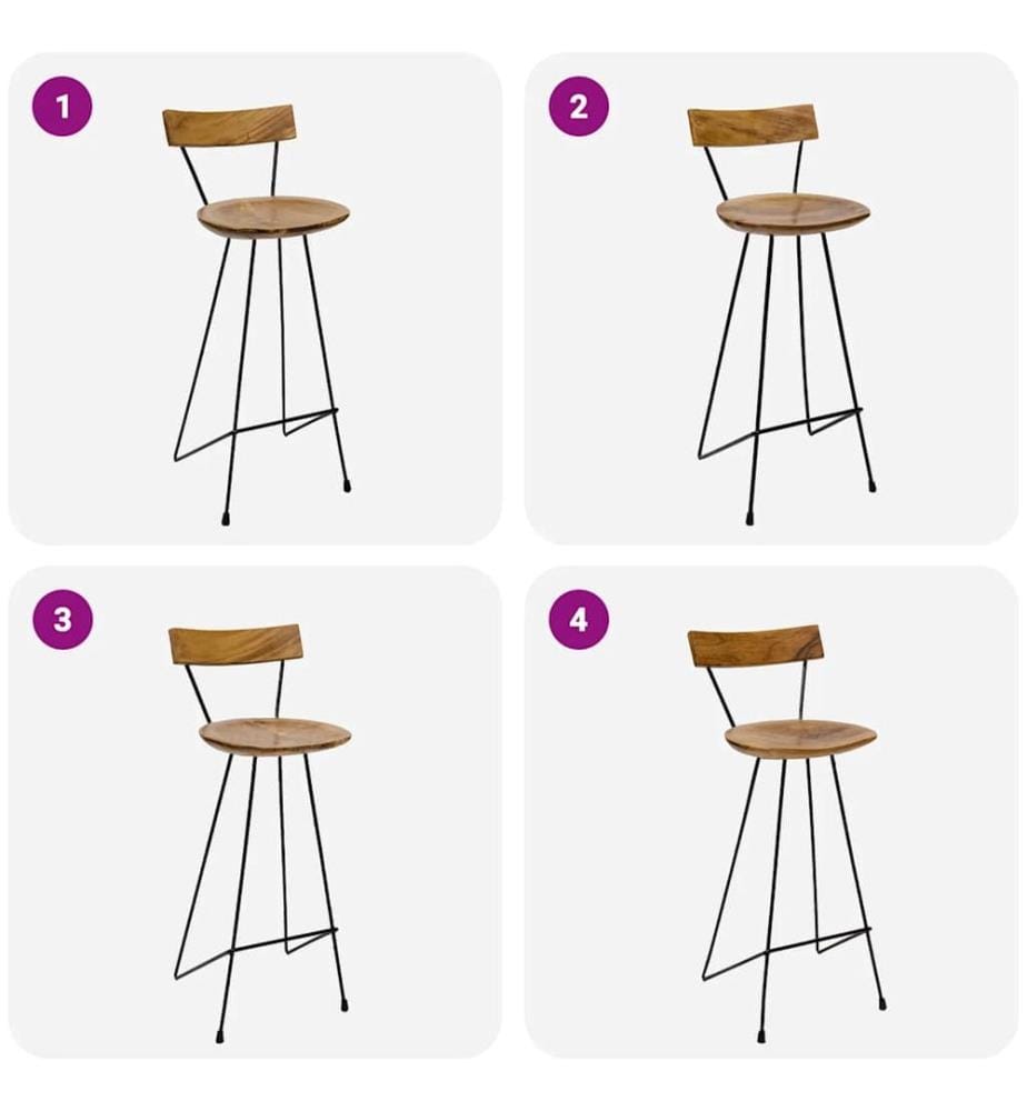 Tabourets de bar lot de 2 bois de teck massif
