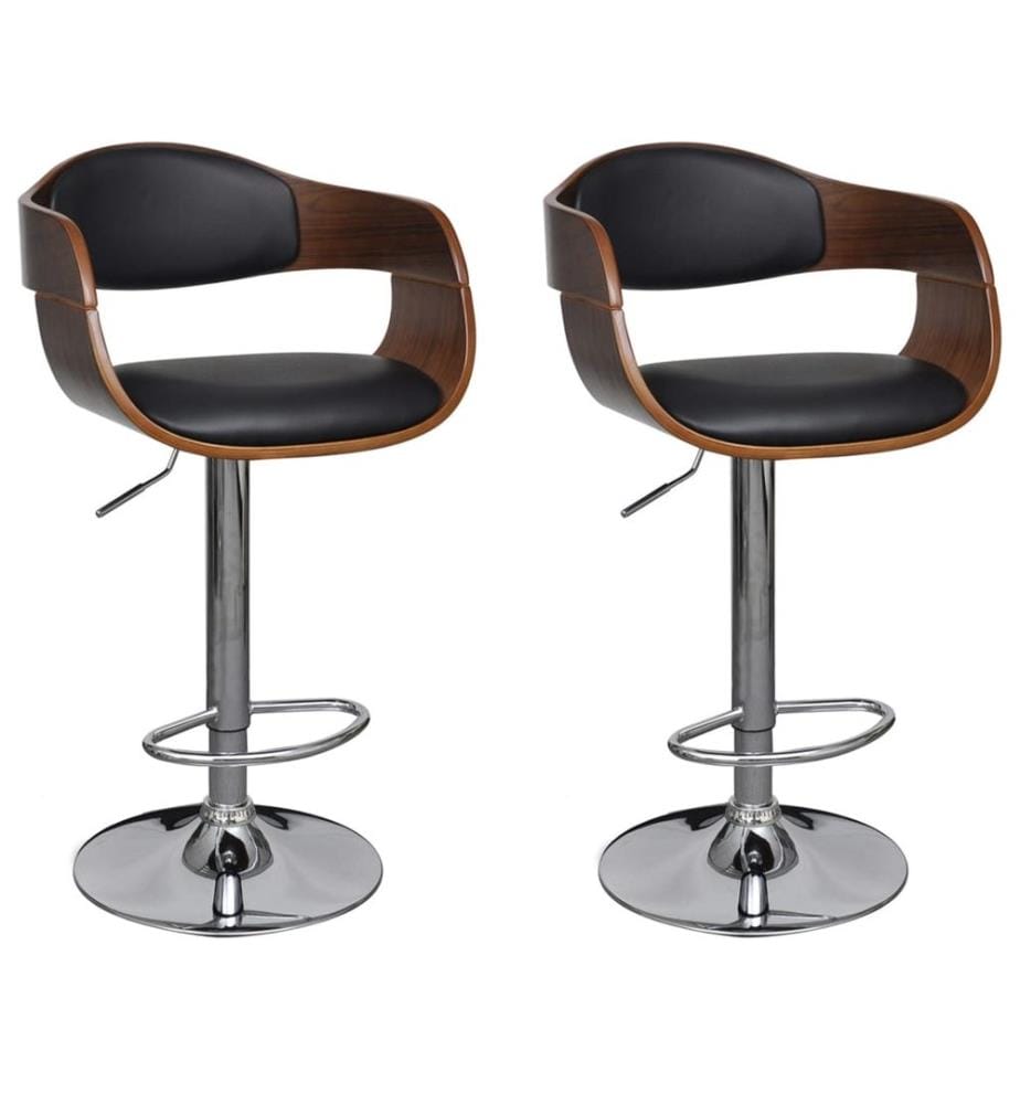 Barhocker 2 Stk. Schwarz Bugholz und Kunstleder