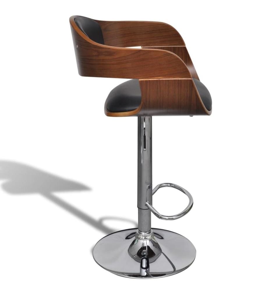 Barhocker 2 Stk. Schwarz Bugholz und Kunstleder