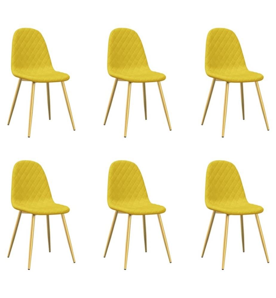 Chaises à manger lot de 6 Jaune moutarde Velours