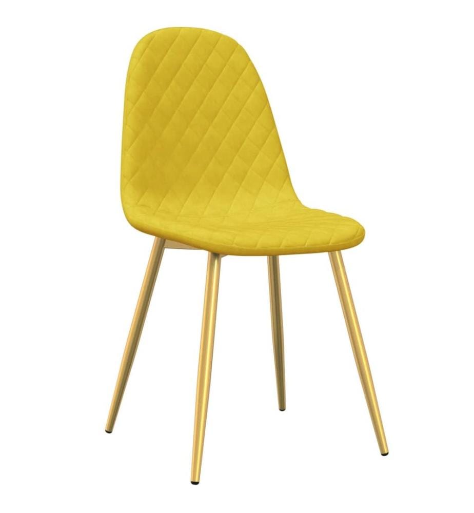 Chaises à manger lot de 6 Jaune moutarde Velours