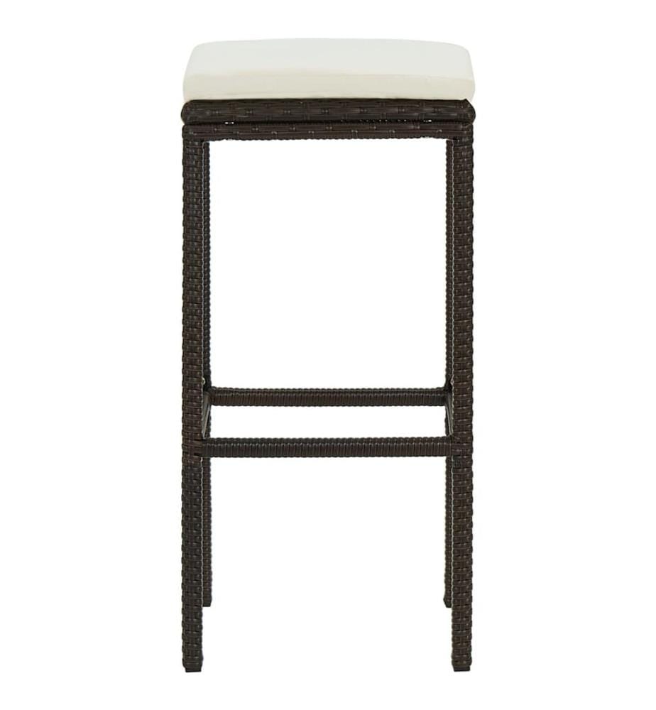 Barhocker mit Kissen 2 Stk. Braun Poly Rattan