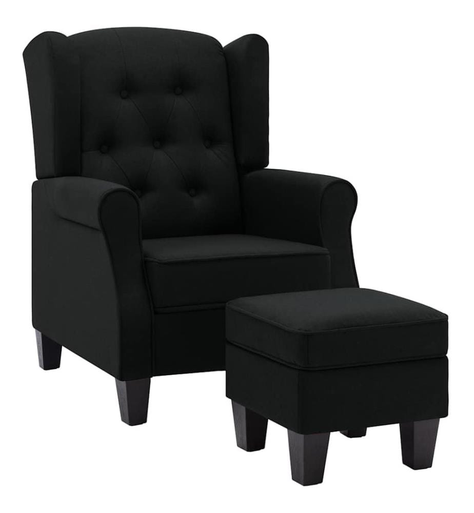 Sessel mit Fusshocker Schwarz Stoff