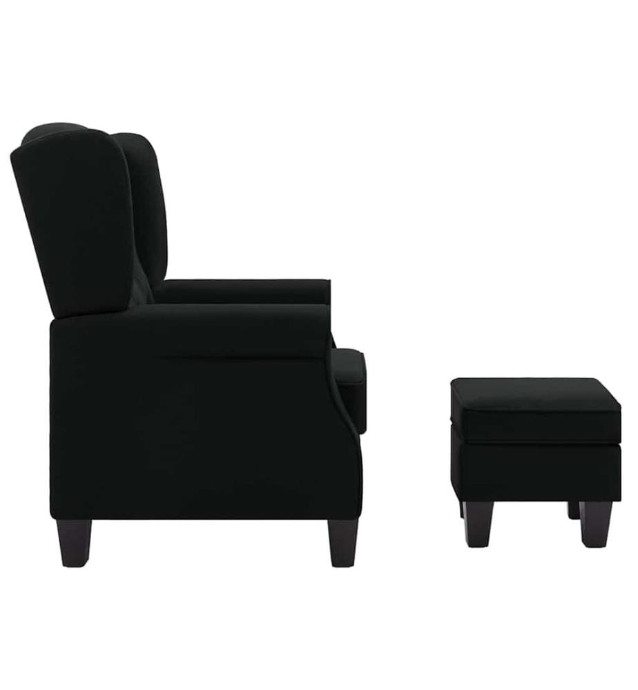 Sessel mit Fusshocker Schwarz Stoff
