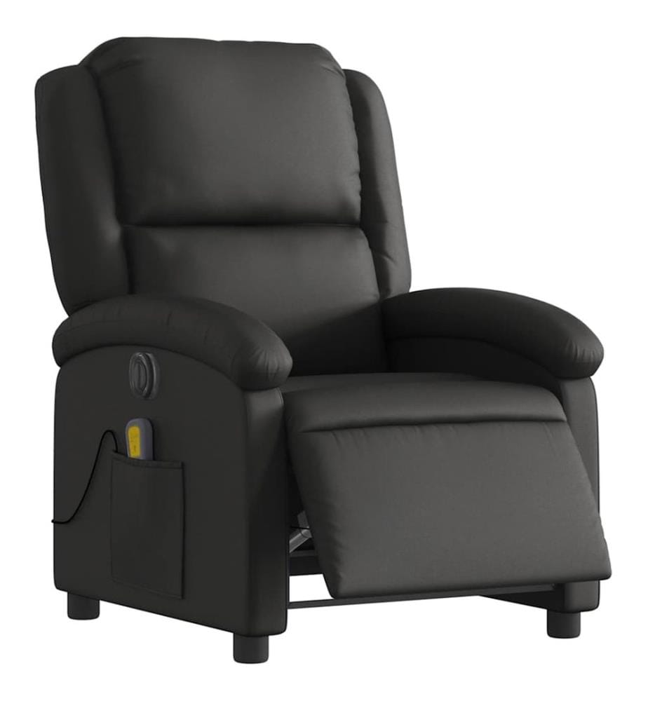 Massagesessel Elektrisch Schwarz Echtleder