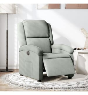 Fauteuil inclinable électrique gris clair velours