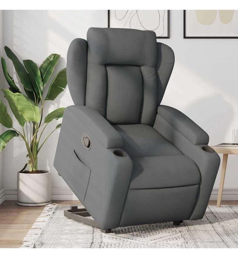 Relaxsessel mit Aufstehhilfe Dunkelgrau Stoff