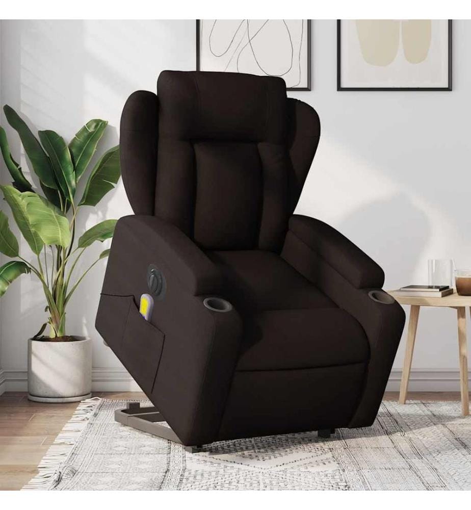 Elektrischer Massagesessel mit Aufstehhilfe Dunkelbraun Stoff