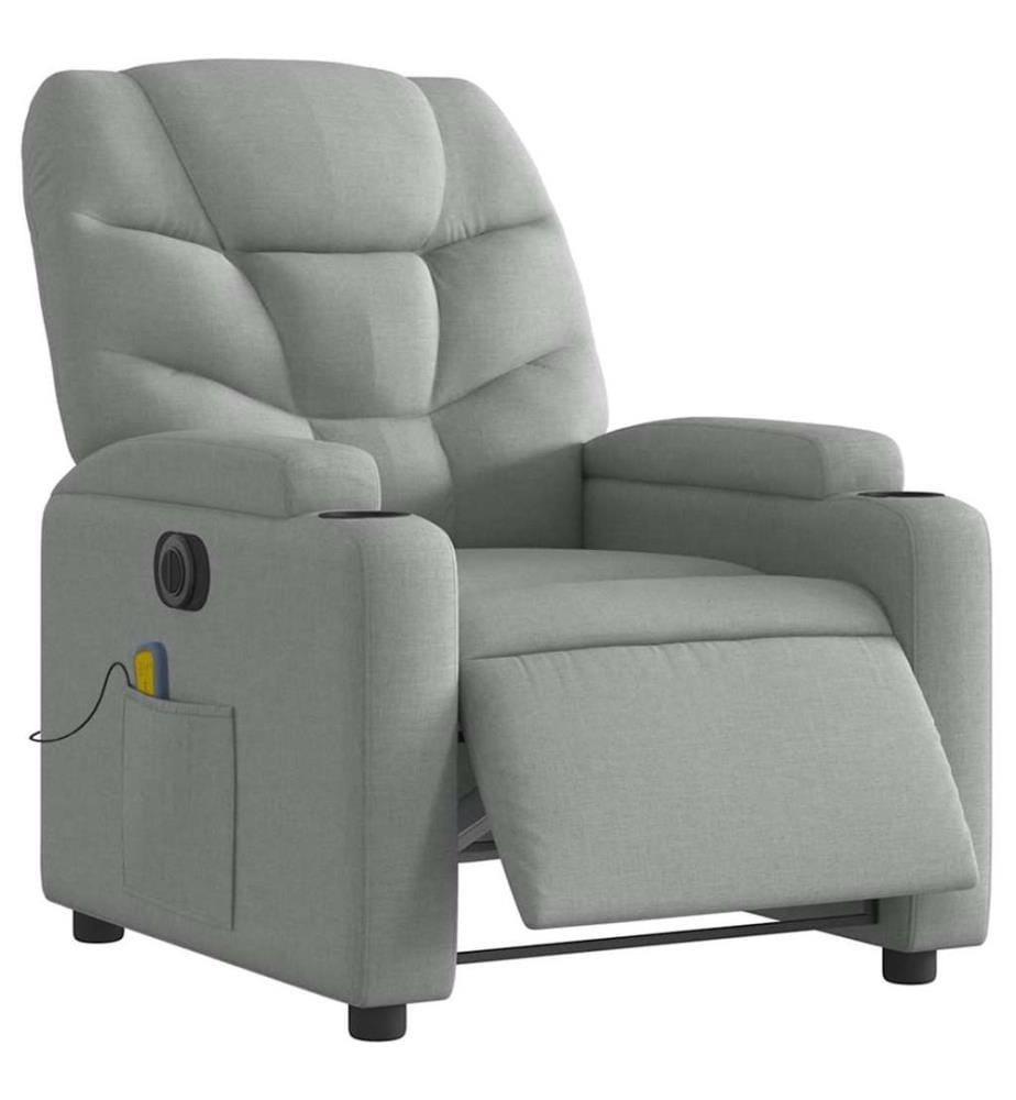 Fauteuil de massage inclinable électrique gris clair tissu