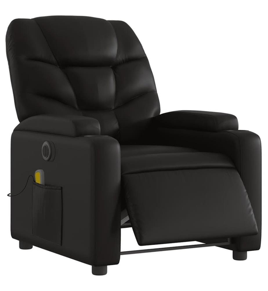Fauteuil de massage inclinable électrique noir similicuir