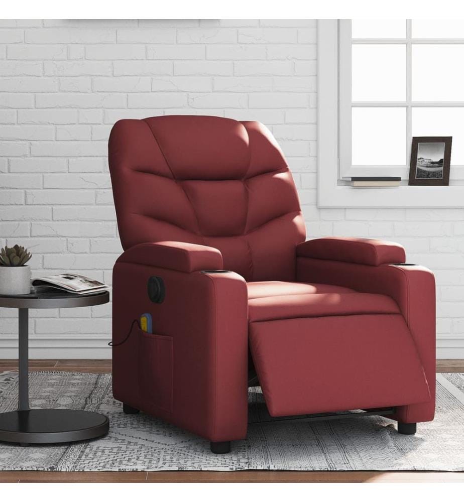 Fauteuil de massage inclinable électrique rouge bordeaux