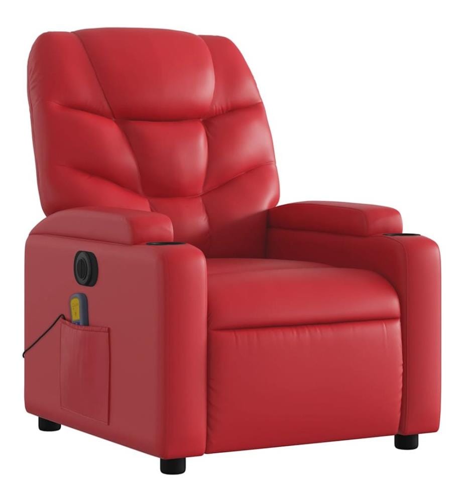 Fauteuil de massage inclinable électrique rouge similicuir