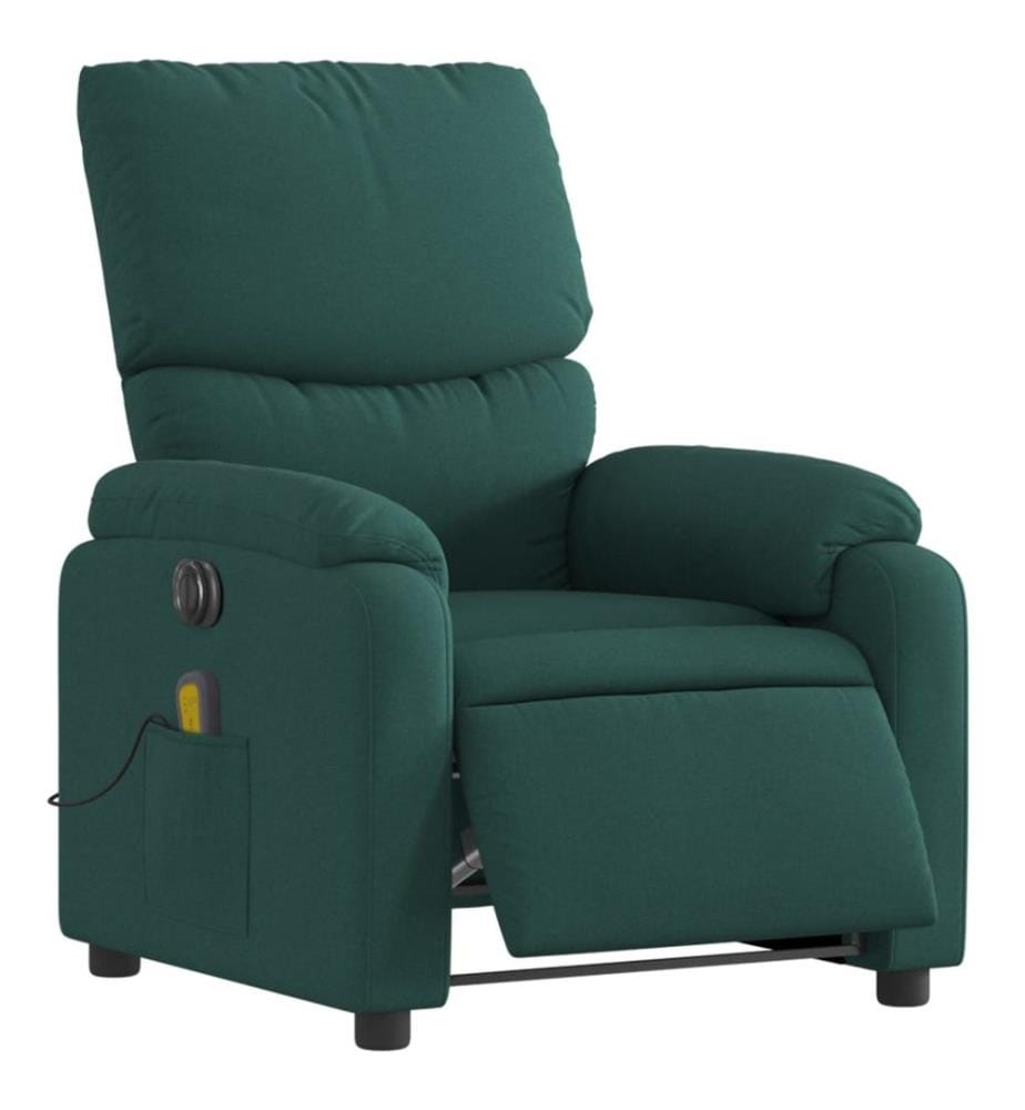 Fauteuil de massage inclinable électrique Vert foncé Tissu