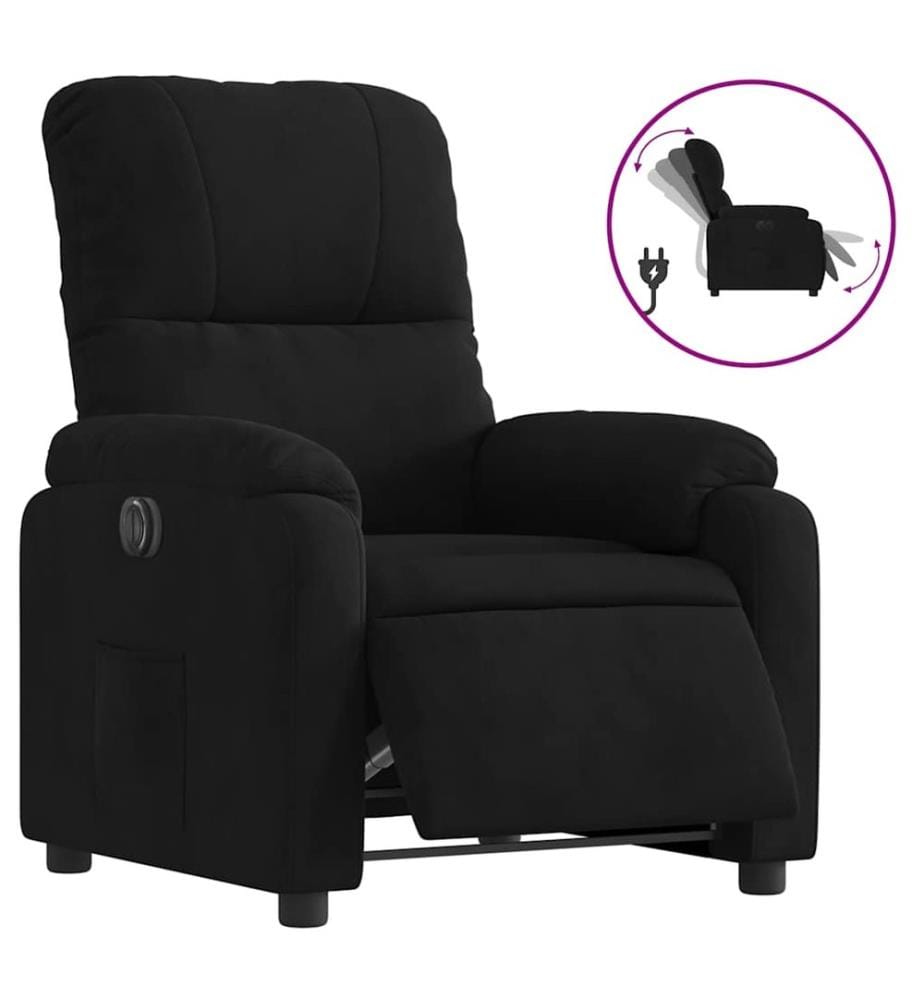 Fauteuil inclinable électrique noir tissu microfibre
