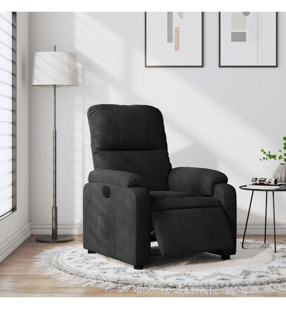 Fauteuil inclinable électrique noir tissu microfibre