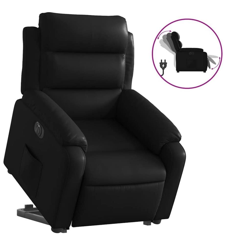 Relaxsessel mit Aufstehhilfe Elektrisch Schwarz Kunstleder