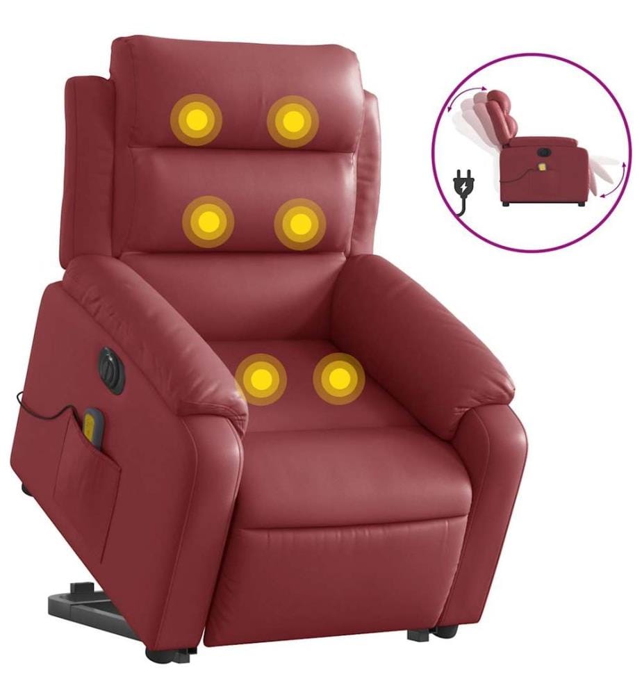 Fauteuil inclinable de massage électrique rouge bordeaux
